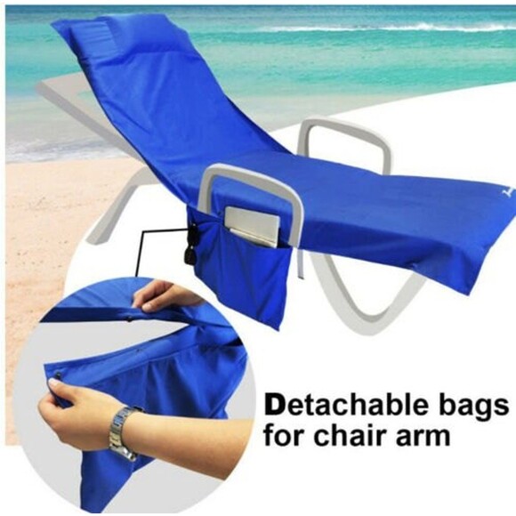YOULERBU lounge chair cover Blanket Microfiber Beach Pool Swimming Pool Blue - Picture 4 of 8